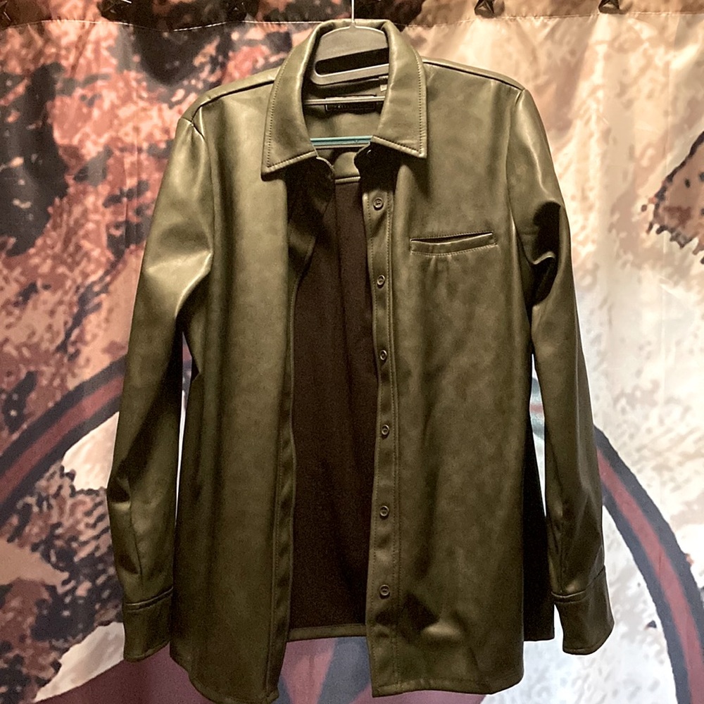 SOLD! Green Bagatelle pleather over shirt/jacket